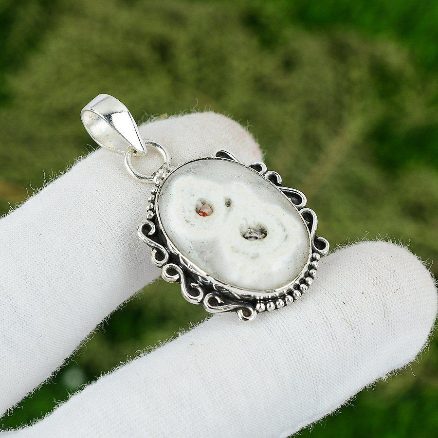 

Oval Solar Moss Opal Stone Mother Bezel Art Deco New Pendant 925 Sterling Silver
