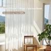 Semi Sheer White Curtains 40%-70% Light Filtering Vertical Striped Voile Drapes for Balcony Bedroom Living Room Window Privacy