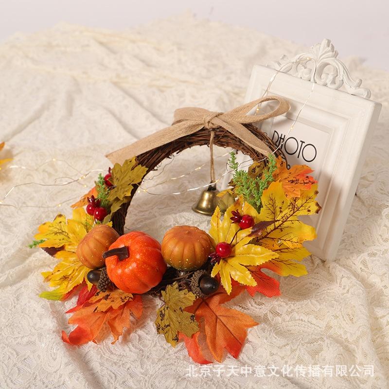 Thanksgiving Halloween Door Hanging Pumpkin Maple Leaf Bell Garland Household Decoration Halloween