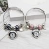 1Pc Korean Version of Fashion Creative Beaded Love Pendant Bracelet Watch Female, Trendy Fashion Open Bracelet Watch Quartz Watch
