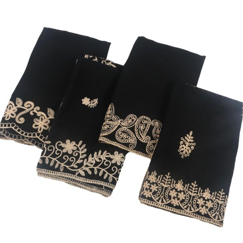 Black Embroidered Headscarf Wrap Shawl Women Indonesian Malay Style Modest Fashion Accessory