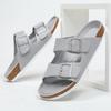 Fashion Thick Sole Men Cork Slippers Summer Casual Double Buckle Non-slip Clogs Slides Slip On Men Leather Beach Vacation Comfort Shoes