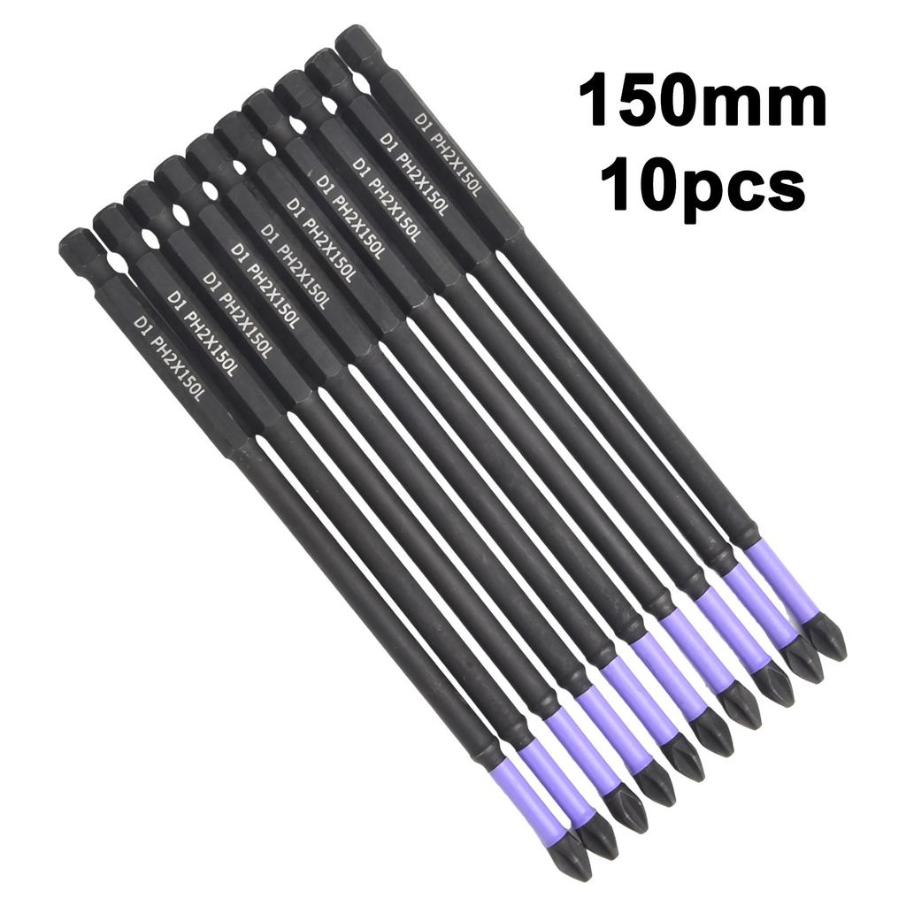 10pcs PH2 Cross Batch Head Magnetic Screwdriver Bit Non-Slip Batch Head 25/50/65/70/90/150mm Drill Bit Screw Driver Hand Tools