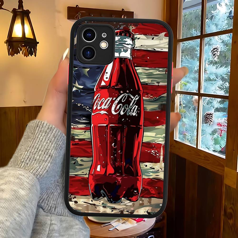 

C-CocaS-Модный Кола Силиконовый Матовый Чехол Для Телефона Для Iphone 13 14 15 16 Pro Max 11 12 X Xs Max Мягкая Крышка iphone 11pro max