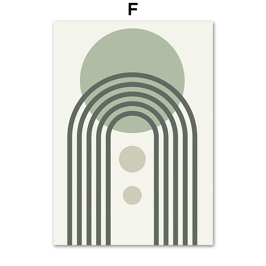 Abstract Geometric Poster Boho Leaves Arches Mid Century Modern Wall Art Print Canvas Painting Wall Pictures Living Room Decor