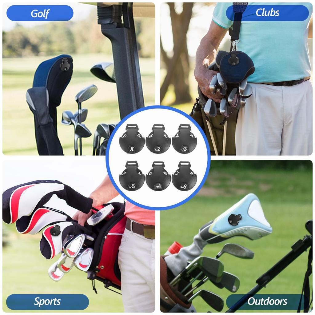 SUPVOX Golf Headcovers with Rotation Number Golf Club Head ID Golf Club Headcover Tags for Fairway Clubs and Drivers 6-Piece Tags, Protectors, Labels,