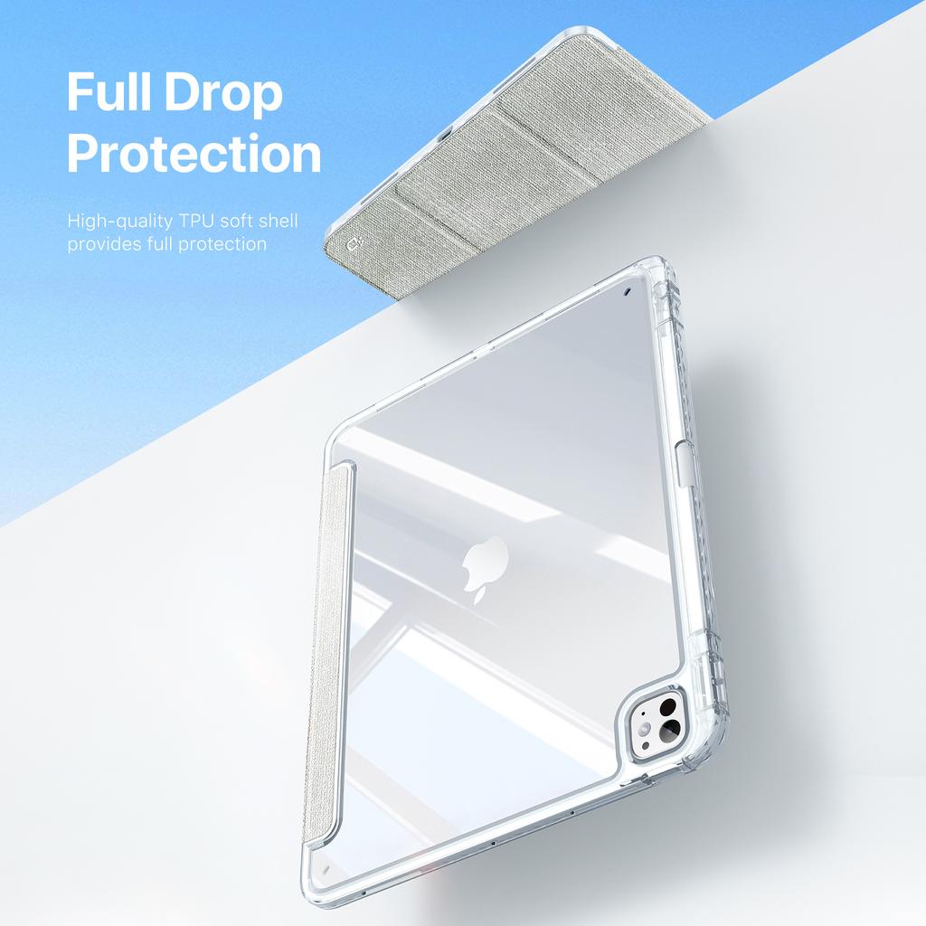 DUX DUCIS Unid Series For iPad Pro 13 (2024) Clear Tablet Case TPU+PC+PU Auto Wake/Sleep Cover with Pen Slot