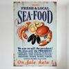 Vintage Fresh & Local Seafood Metal Tin Sign, Retro Rustic Distressed Seafood Advert for Bar Cafe Restaurant Man Cave Home Decor