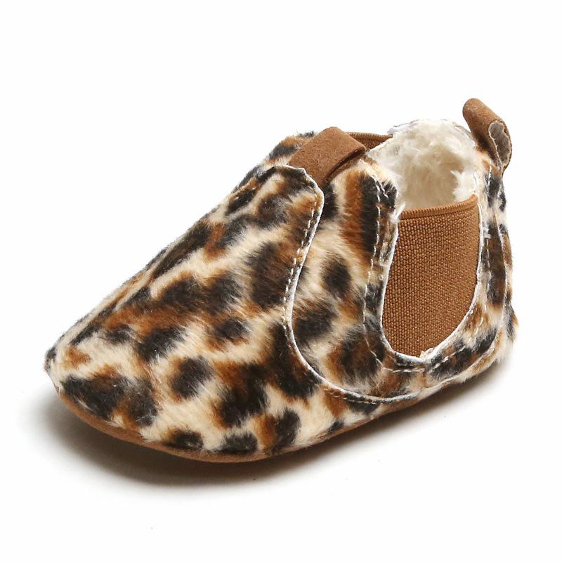Jiahong Cotton Plush Baby Shoes for 0-1 Year Olds - Autumn/Winter Indoor Toddler Walking Shoes 11 cm леопардовый