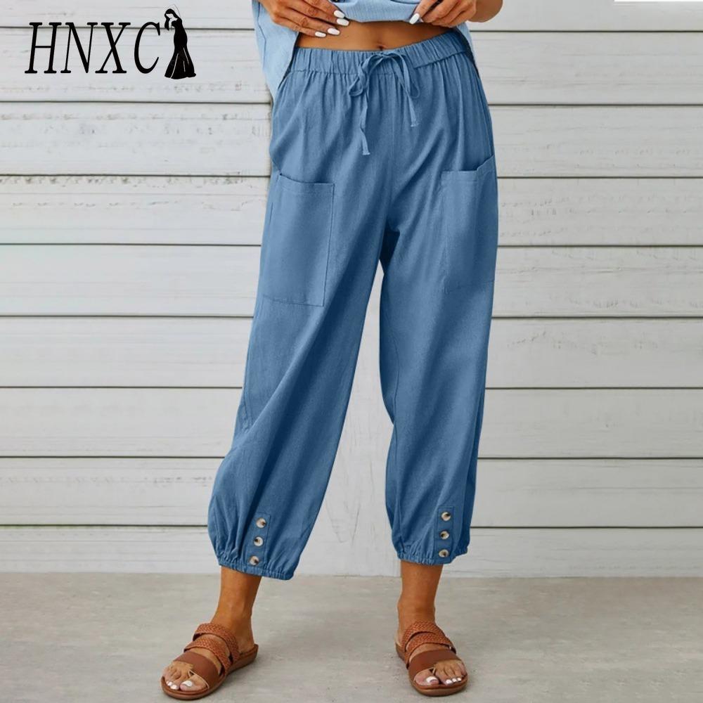 

HNXC 12 цветов Женские модные повседневные однотонные брюки и капри с принтом XXXXXL небесно-голубой