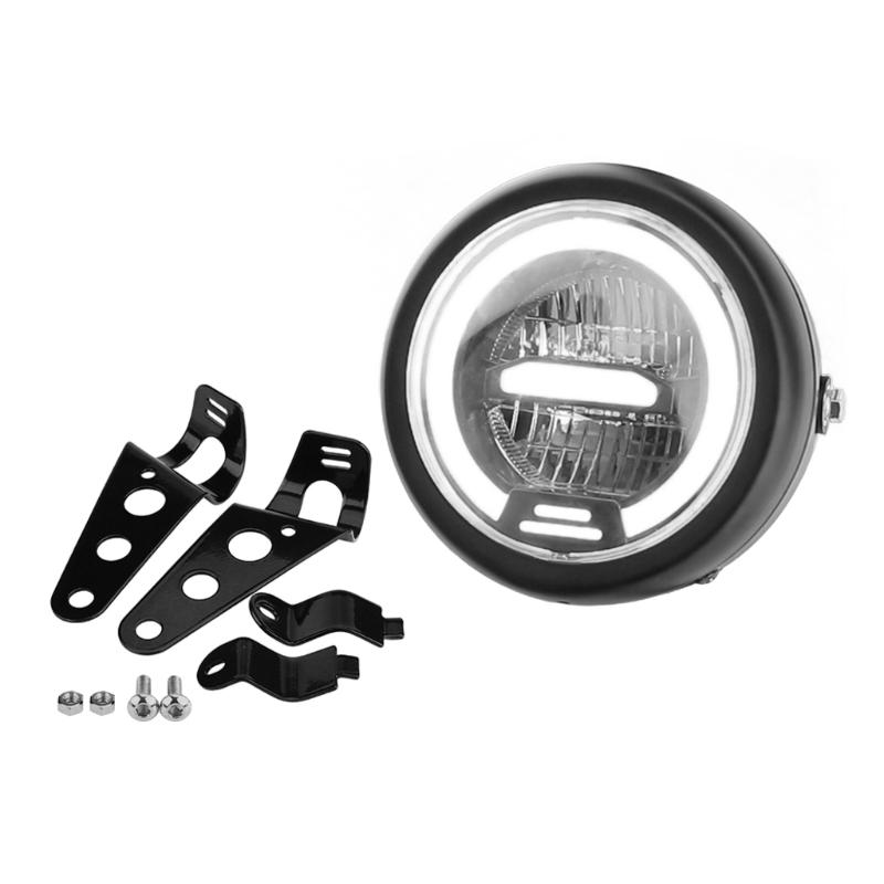 6.5 Inch Round LED Motorcycle Headlight with Brackets Assembly Suitable for Custom Bikes Cafe Racers Enhanced Visibility