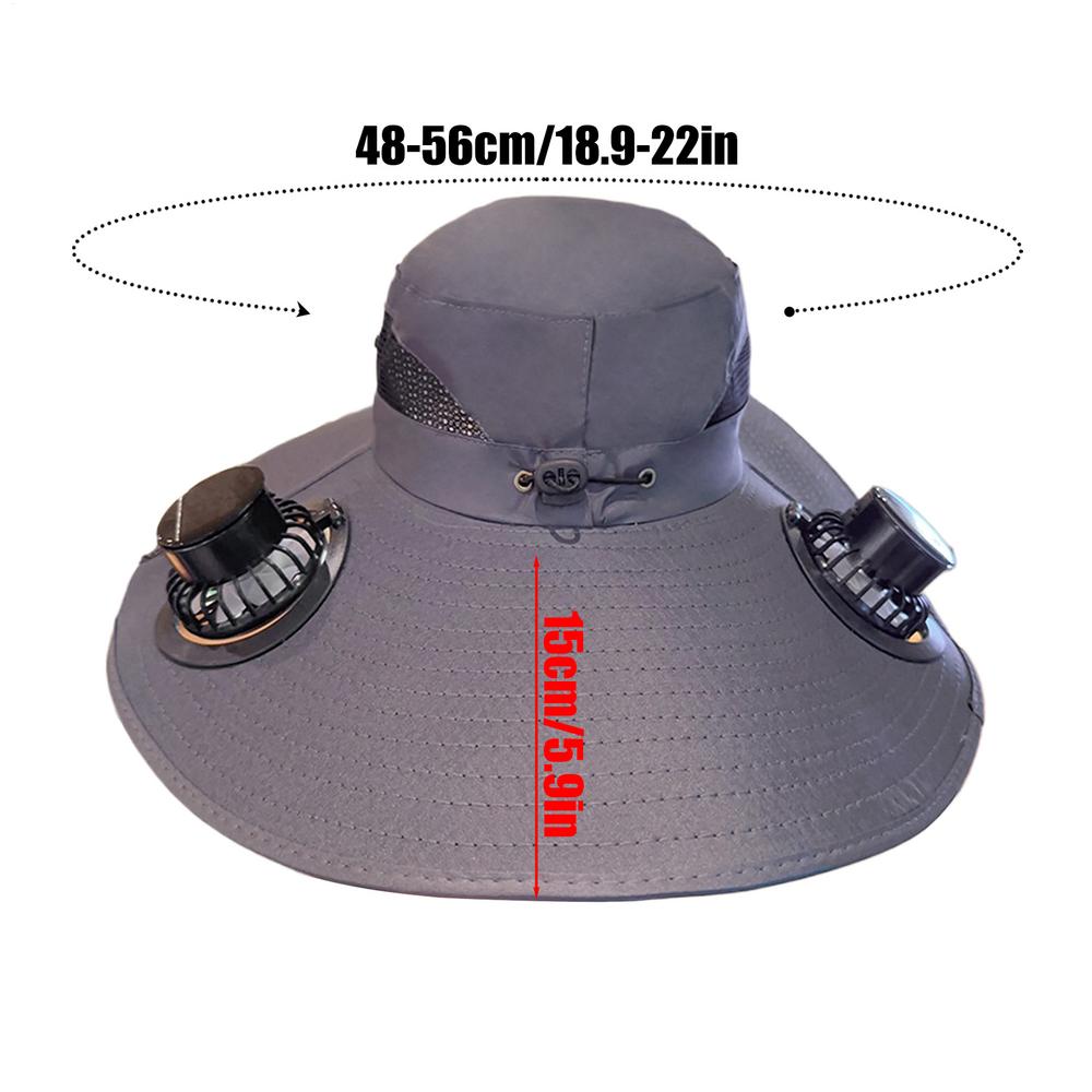 Wide Brim Fishing Hat With Solar Fan Hat Rechargeable Solar Fan Caps 3 Speeds Solar Fan Headgear Sunshade Outdoor Solar Hat