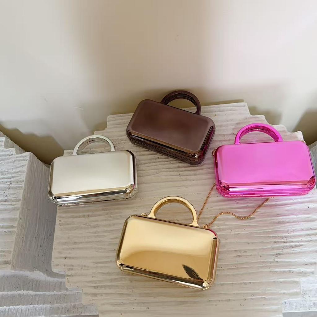 Fashion Trend Square Acrylic Bag Chain Bag Glossy Styling Hand Bag Crossbody Bag