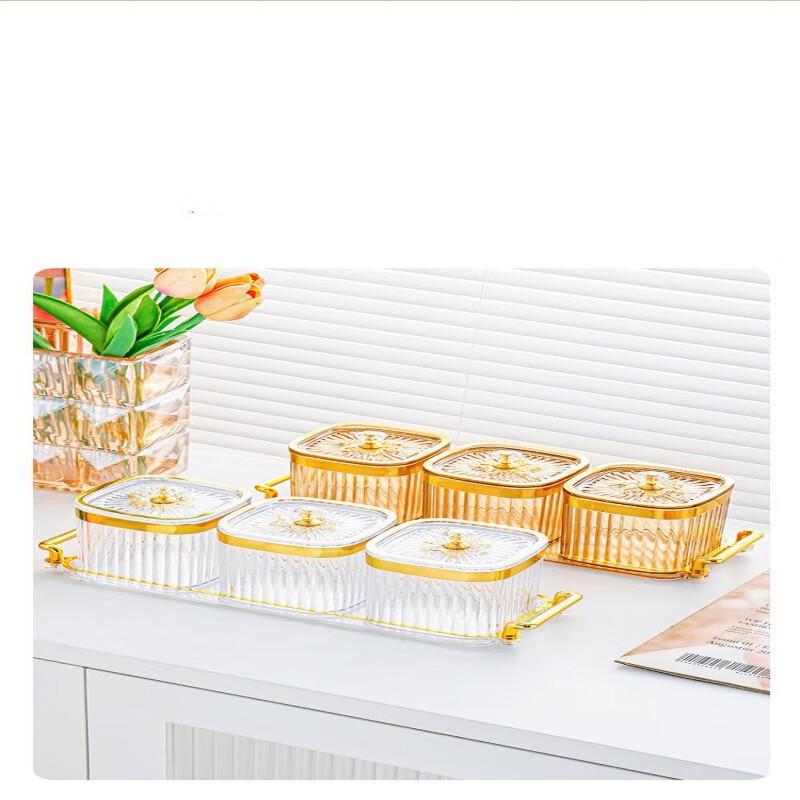 LISM Bernsteinfarbener 6-Fächer Küchenvorratsglas