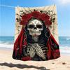 1pc Sugar Skull Throw Blanket Polyester Fiber, Lightweight Flannel, Soft & Warm, All Season Use for Outdoor, Camping Digital Print