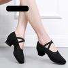 Scarpe da ballo antiscivolo nere da donna per balletto e danza classica, tacchi medio-alti