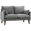 2 Seater Sofa, Loveseat Sofa with Spring Cushions, Wide and Deep Seat, Wood Legs, Grey