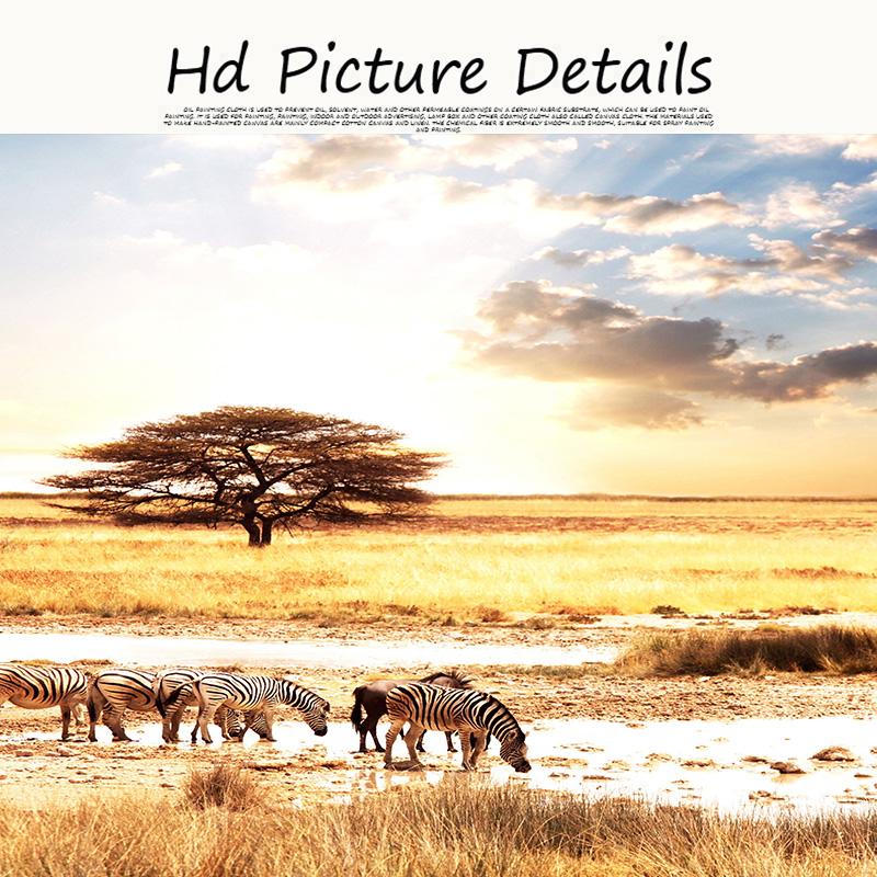 Sunsets African Zebra Animal Landscape Posters and Prints Canvas Painting Cuadros Scandinavian Wall Art Picture for Living  Room