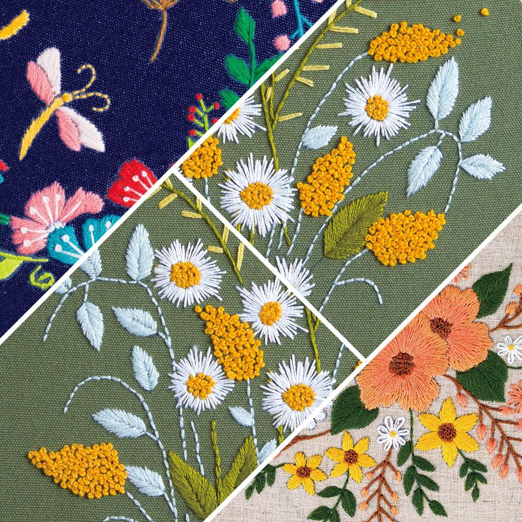 TuxFezug Embroidery DIY Cross Stitch Includes Embroidery and Japanese Instruction Manual Multicolored Flower and Leaf Kit, Kit, Beginner's Set, Hoop,