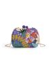 Contrast color flash flower sequin bead box clutch bag women's banquet satin dinner bag