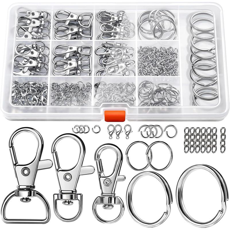 

WTEMPO Swivel Snap Hooks and Key Rings Keychain Clips and Key Chain Rings Keychain Making Kit for Making Jewelry & Hanging Pendent 1set серебряный