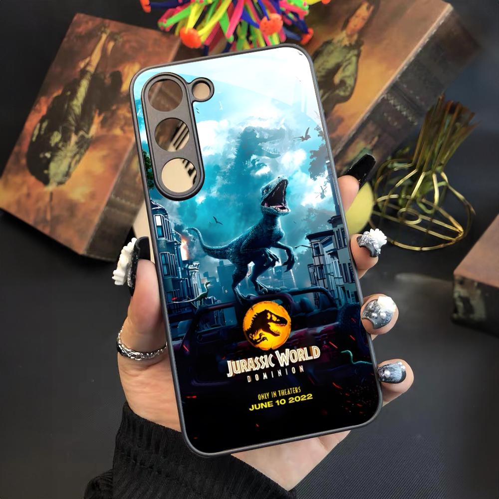 Jurassic Park Dinosaur Phone Case For Samsung Galaxy S25 S24 S23 S22 S20 S21 Note20 Ultra Plus Fe Colored Silver Cover