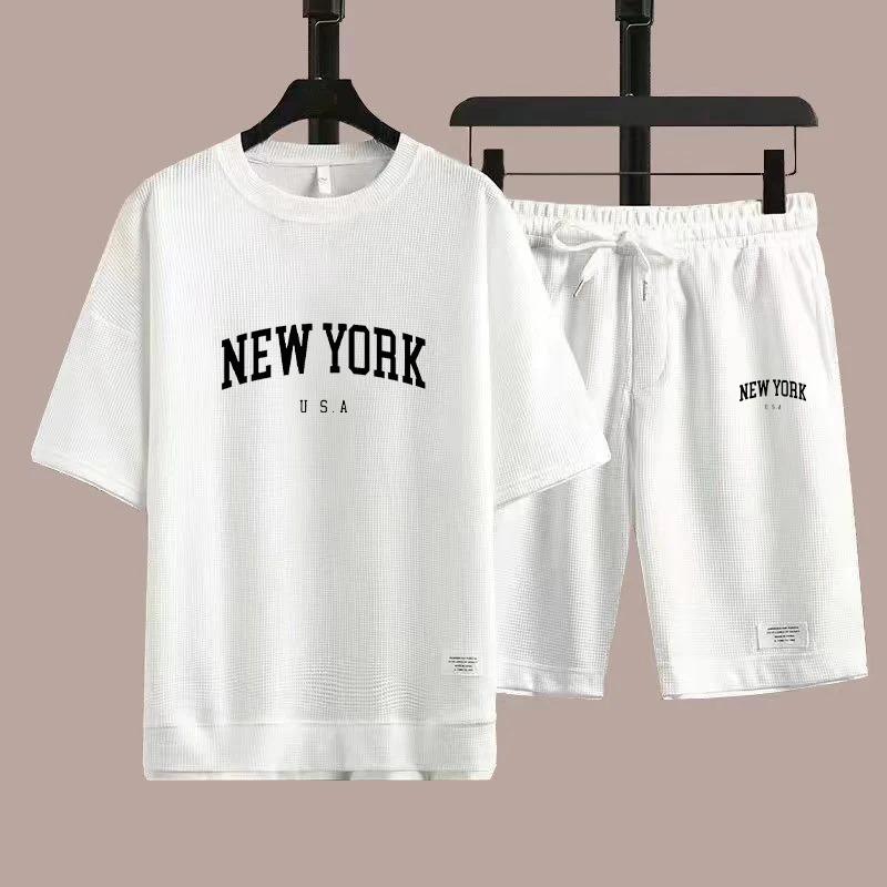 New York Trička Krátké kalhoty 2dílný oblek Pánské Letní móda Krátký rukáv Tepláková souprava Set Šortky Dámské Streetwear Tričko Topy
