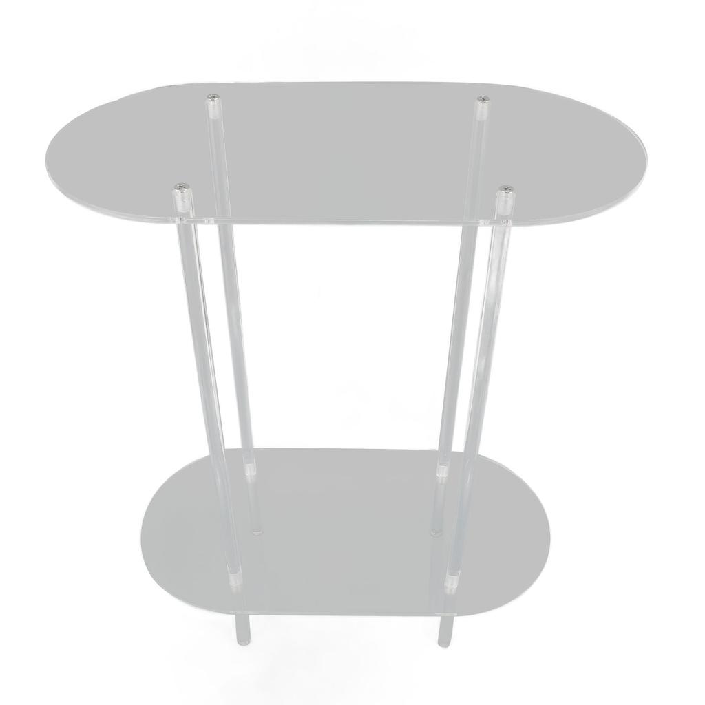 Clear Side Table Acrylic 2 Tier Oval Modern Detachable Nightstand End Table for Living Room Office