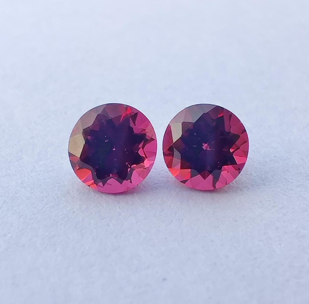 2 Pieces Set Round Cut 4 Mm, Natural Deep Pink Color Rubellite Gemstone, 0.75 Cent Rubellite Round Stone For Making Ring.