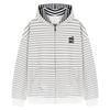 Unisex Oversized Hooded Zip-Up Sweatshirt With Striped Embroidery Detail Cotton Blend Fall Casual Wear