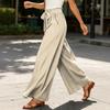Women's High Waist Wide Leg Pants Bohemian Style Palazzo Trousers with Tie Waist and Pockets Casual Loose Fit Long Pants