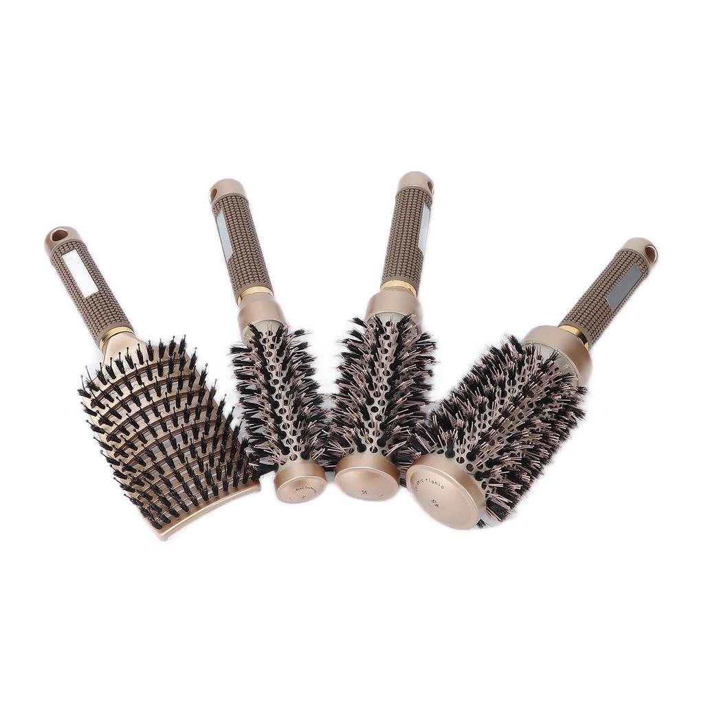 4pcs Professional Hair Brush Set Arc Form Hair Brush Round Brush for Blow Drying Curling Golden