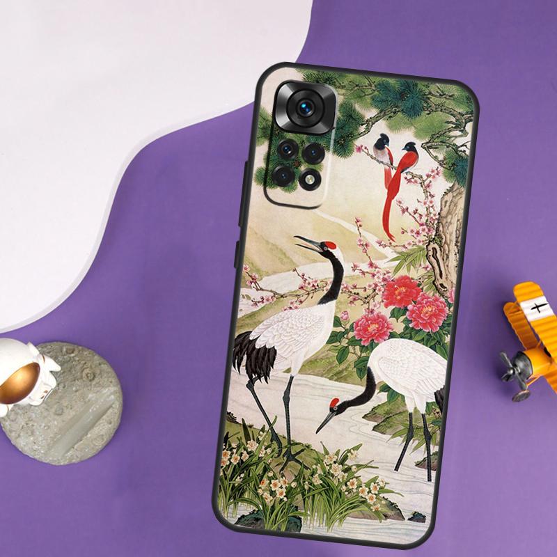 Red-crowned Crane Bird Case For Xiaomi Redmi Note 14 13 Pro 12 9 10 11 Pro 10S 11S 12S Redmi 14C 13C 10C 12C Cover