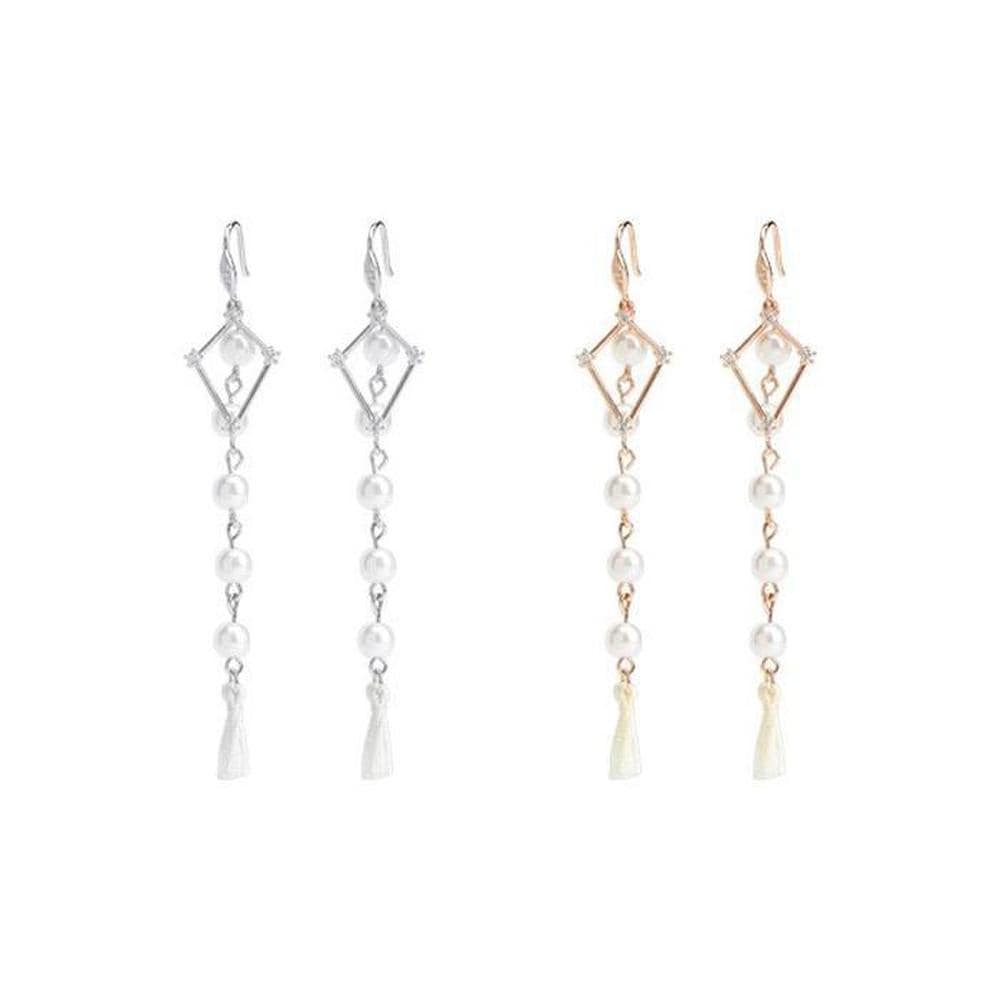 [Silver Needle] Ad Long Tassel Earrings (1959786A)