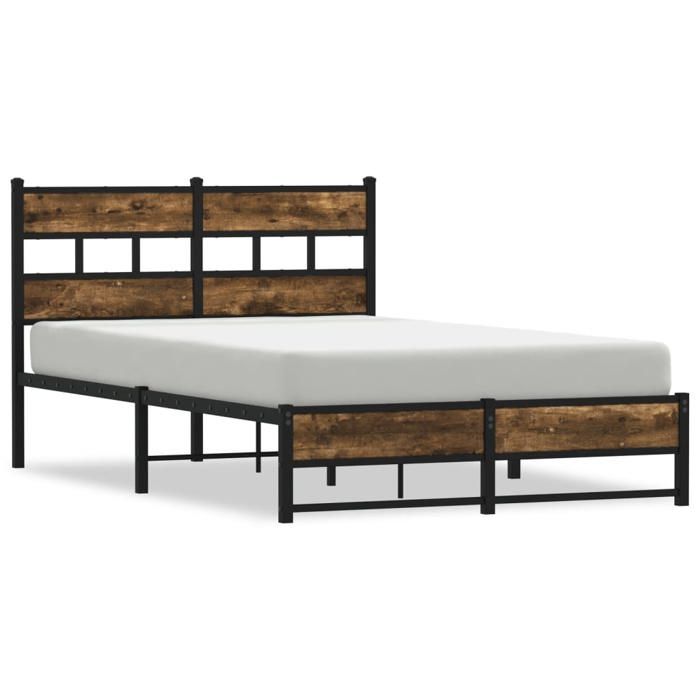 VidaXL Metal Bed Frames Without Mattress Smoked Oak 120x190 Cm 4017215