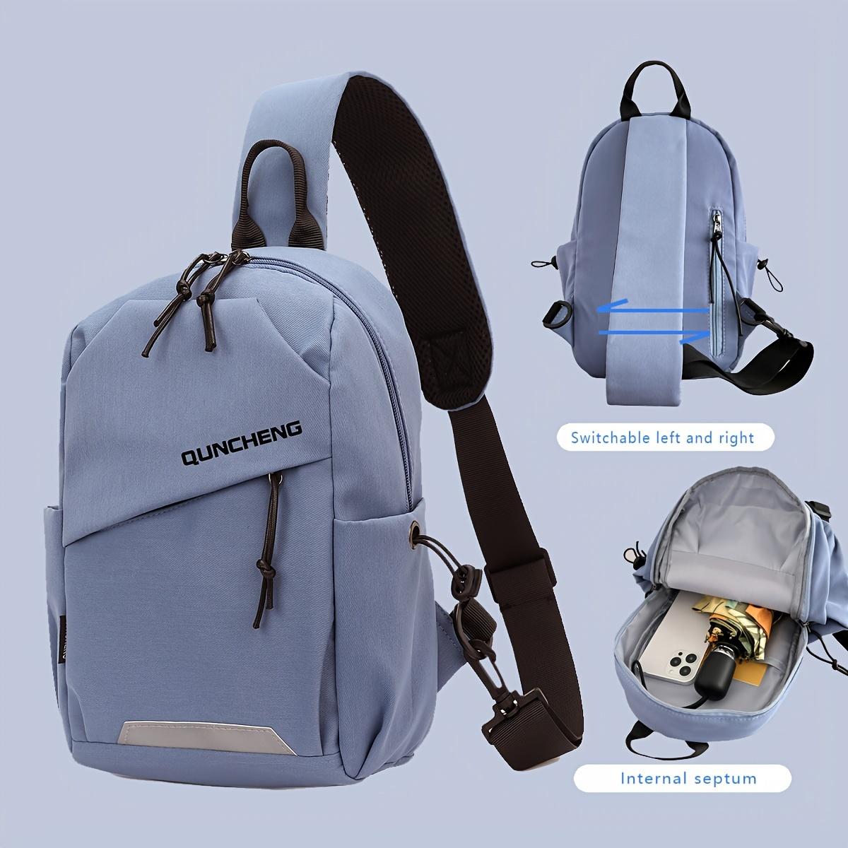 Stijlvolle Unisex Crossbody Sling Tas Borsttas met Meerdere Vakken voor Buitenreizen Sport en Dagelijks Gebruik blauw