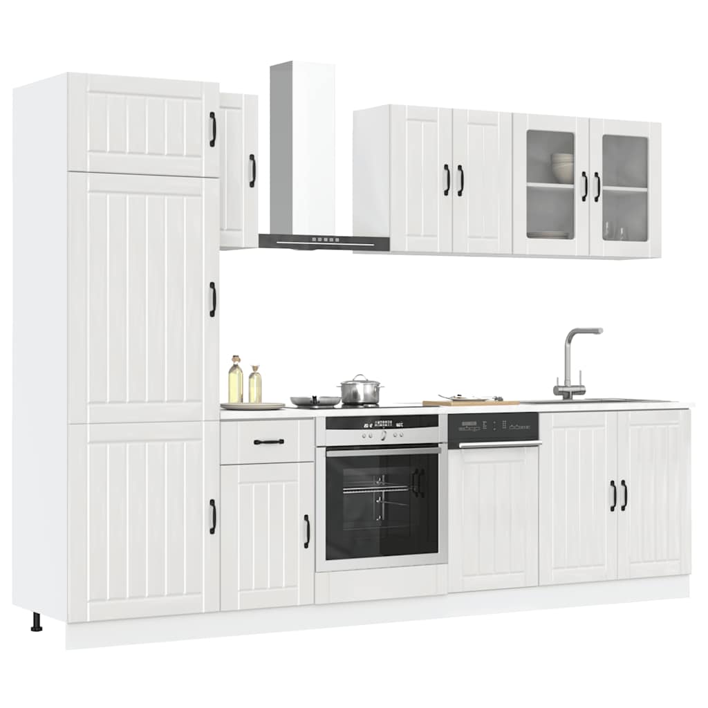 8 Piece Lucca Glossy White Kitchen Cabinet Set Particleboard White