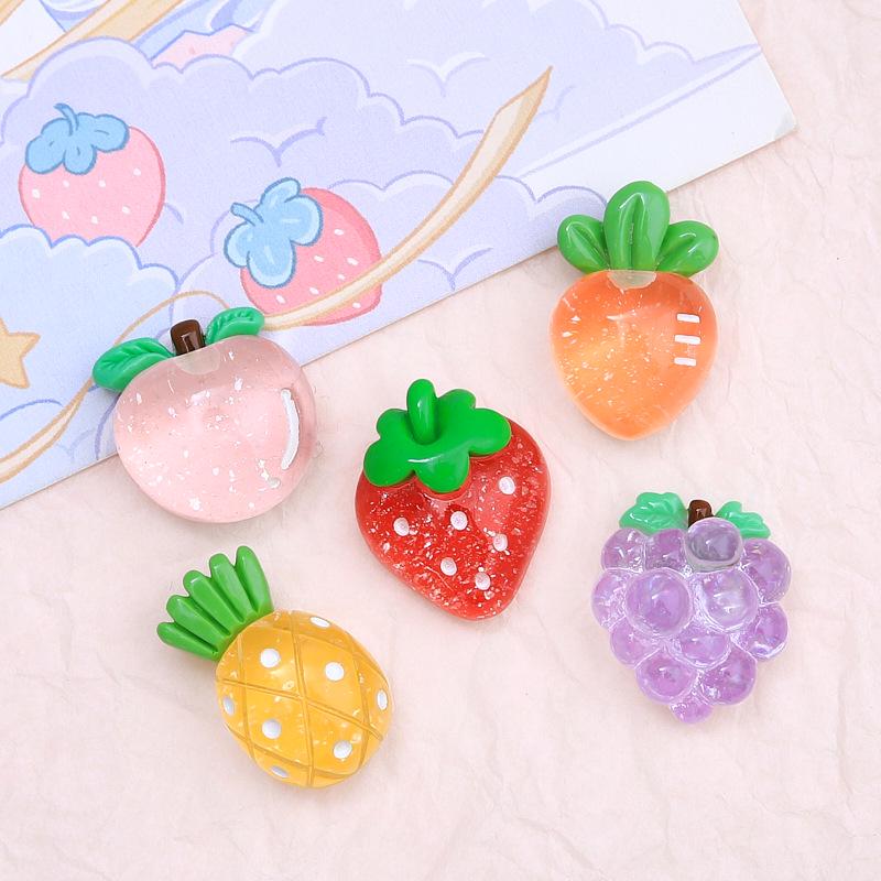 Crystal Grapefruit Cartoon Resin Croc Charms, DIY Jewelry, and Hair Clip Accessories