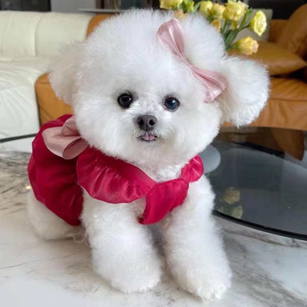 Thin Summer Pet Clothes Big Bow Pet Princess Dress Cute Pet Dog Skirt