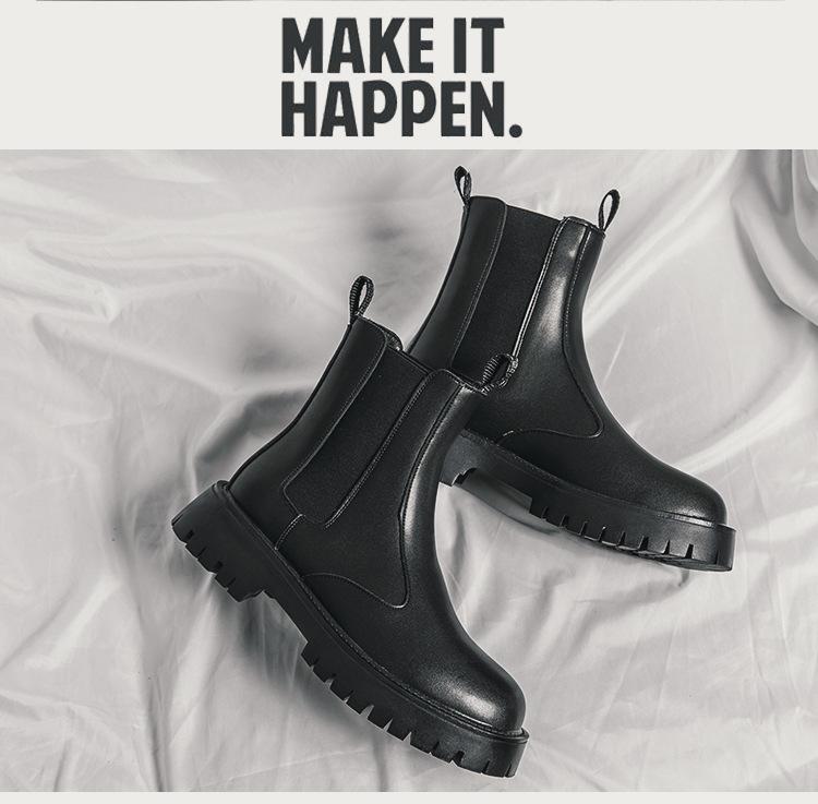 Martin Boots Men's 2025 New Autumn and Winter New Thick-soled Thin Cotton Cigarette Boots Chelsea Short Boots