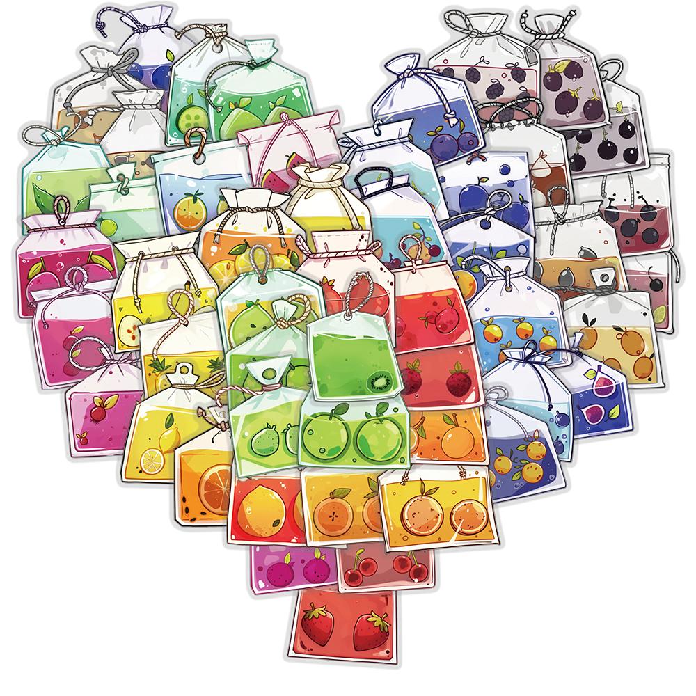 

50PCS Fruit tea bag Sticker Transparent PET Phone Diary Cartoon Laptop Decorative Stationery Diary Phone Case Suitcase Stickers