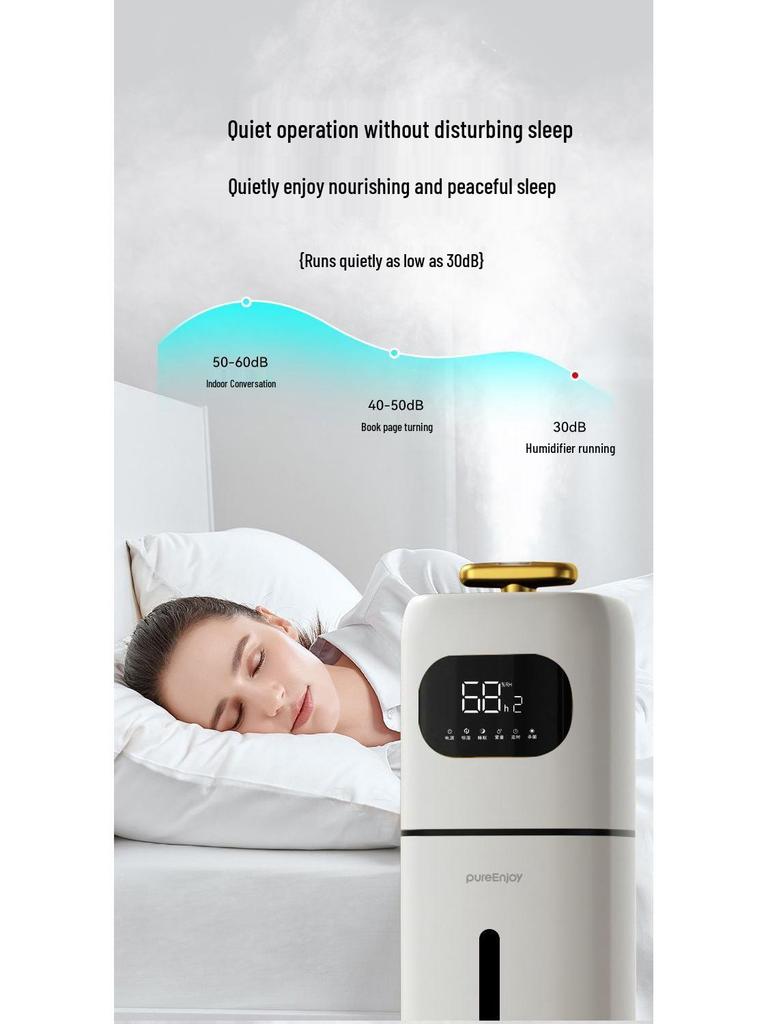 Silent Floor-Standing Home Air Humidifier with Large Mist, Sterilization, and Easy Water Refill for Bedrooms and Nurseries