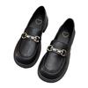 British Style Round Head Platform Small Leather Shoes Women's 2024 Spring New Metal Buckle Retro Versatile Thick Heel Loafers Women