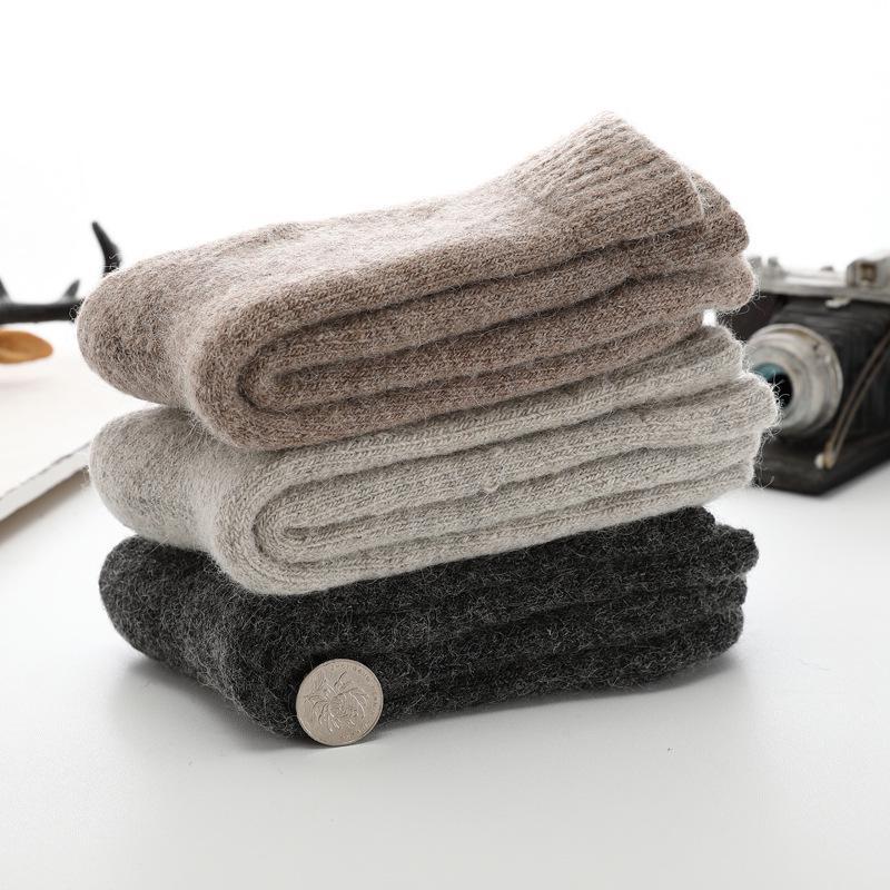 Super Quentes Engraçadas Felizes Masculinas Homens Mais Grossas Sólidas Meias Lã Merino Meias de Coelho Meias de Neve Inverno calceta hombre skarpety meskie