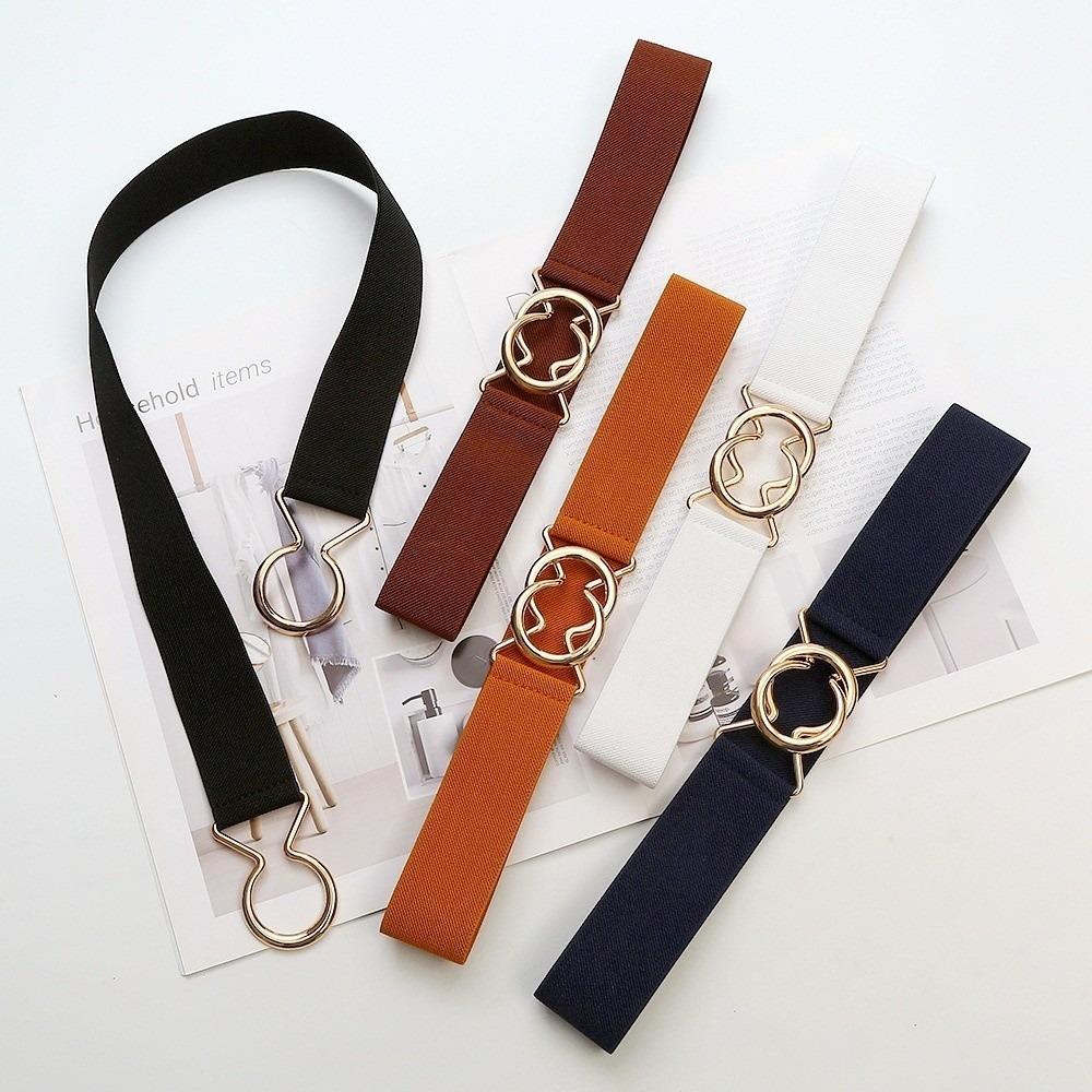 Adjustable Elastic Belt Versatile Metal Buckle Belt Casual Waist Belt  for Women