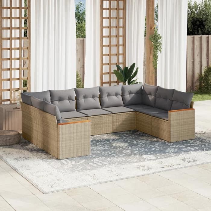 VidaXL Garden Lounge Set with Cushions 9 Pcs, Patio Sofas, Patio Furniture Set, Outdoor Furniture, Mix 3226276