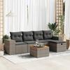 VidaXL Garden Furniture 6 Pcs with Grey Cushions Wicker, Outdoor Sofa Set, Corner Sofa Set 3325868