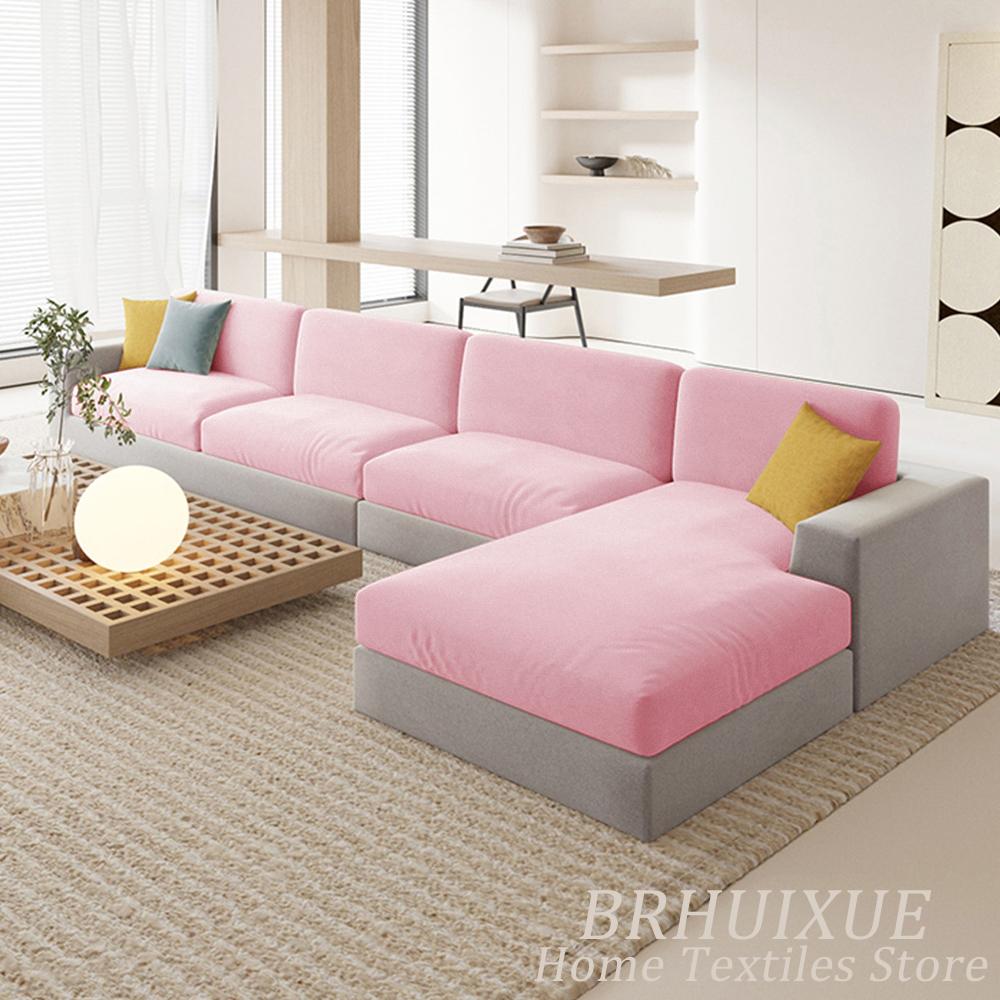 Velvet Sofa Cushion Cover For Living Room Anti-Slip Elastic Sofa Cover Solid Color Soft Slipcover Home Decor Furniture Protector