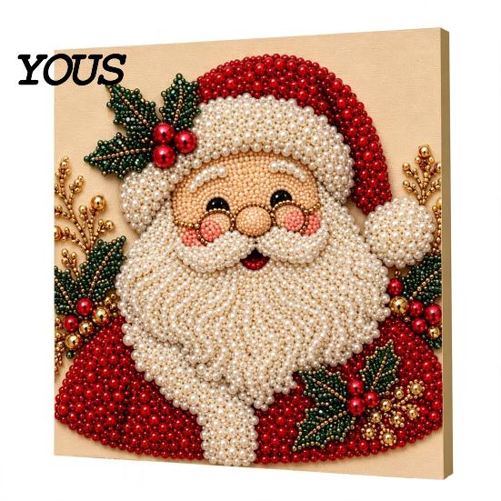 Bomboniere Uniche Kit Pittura Perle Finte di Natale, Capanna Innevata di Babbo Natale Pittura DIY Esposizione Artistica da Parete Set Artigianale con Perline 3D per Adulti,