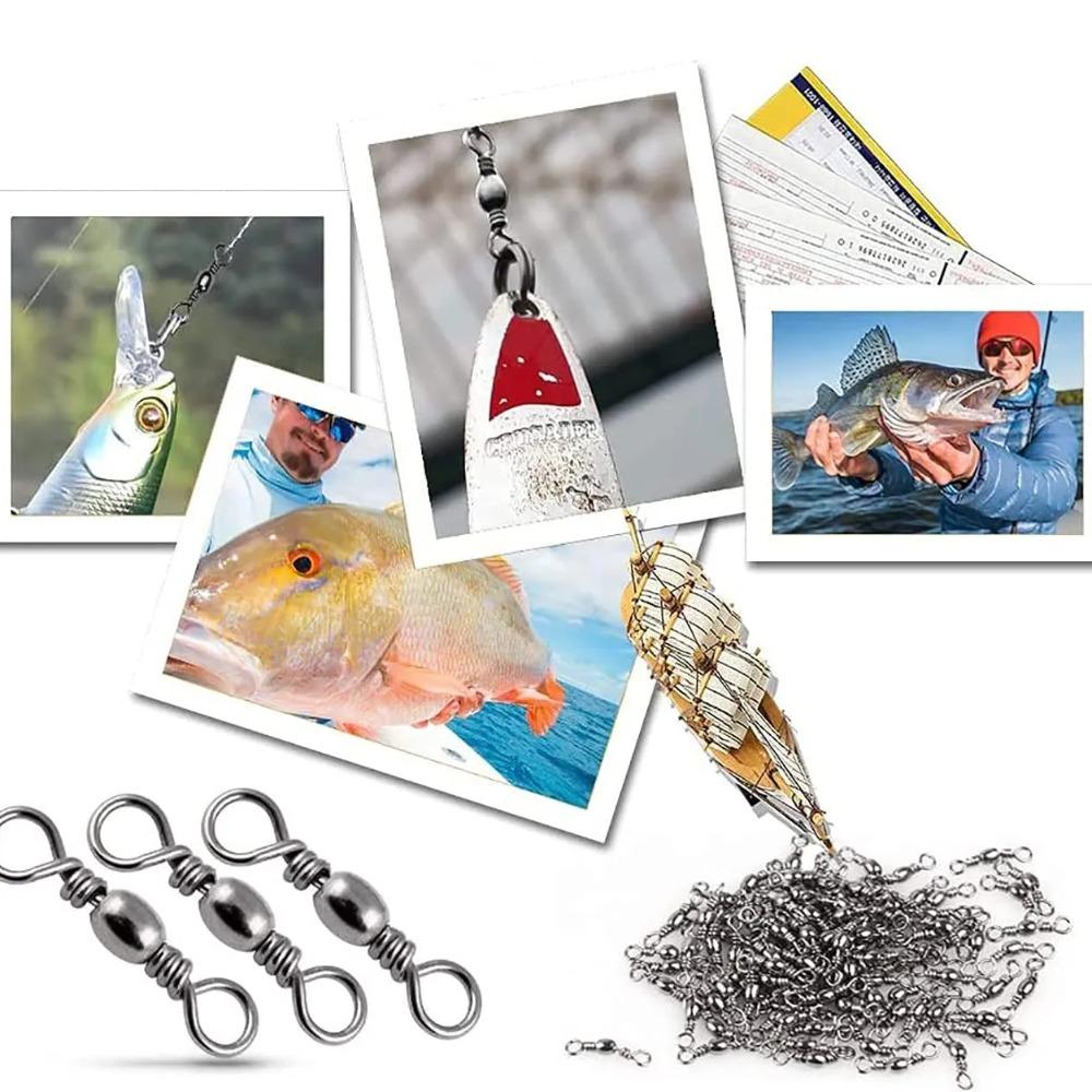 50pcs Connector Rolling Swivels Quick Swivel Fishing Line Connector Barrel Swivels  Sea Fishing